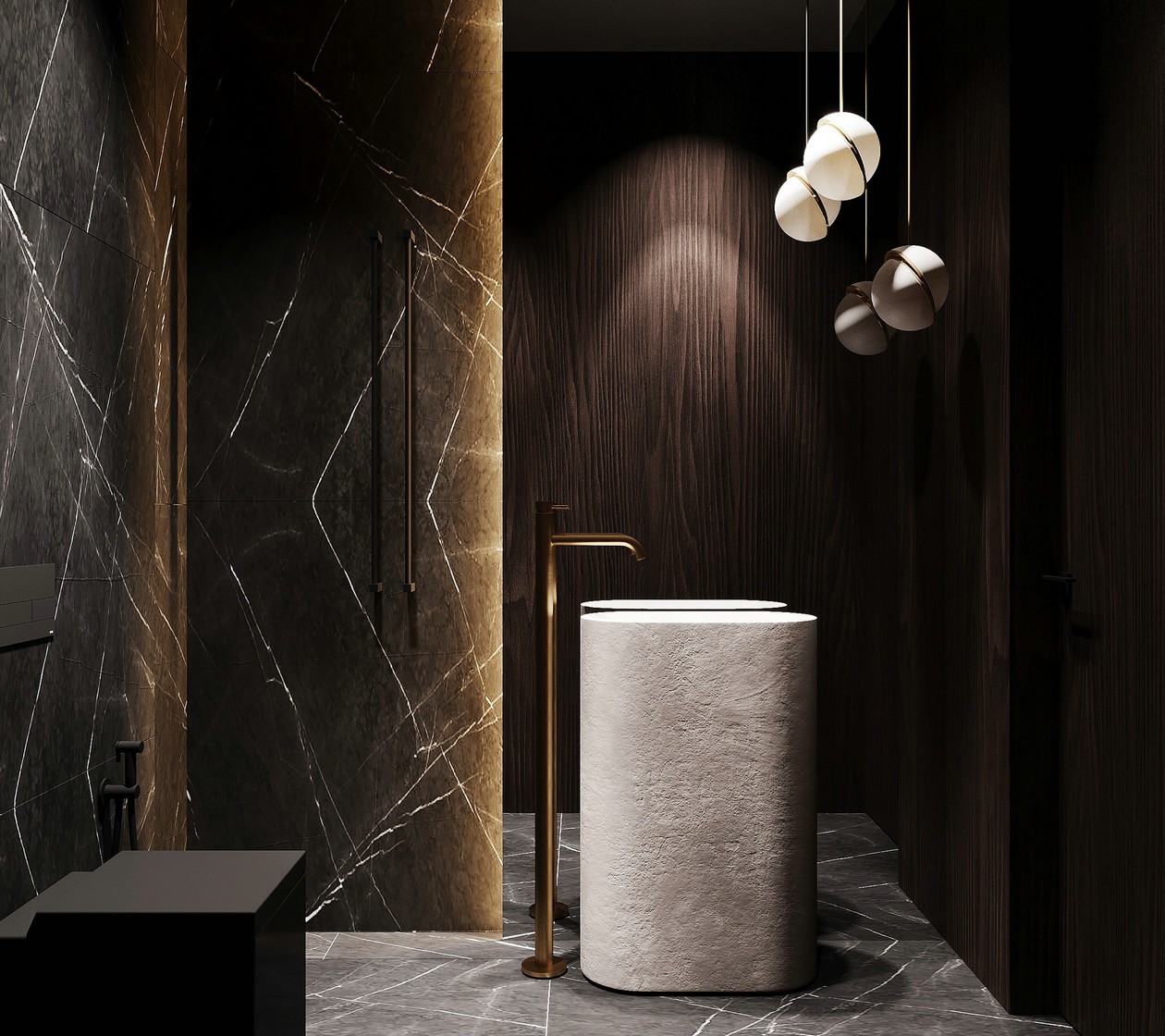 91㎡深色系公寓设计 既沉稳又有设计感！-14