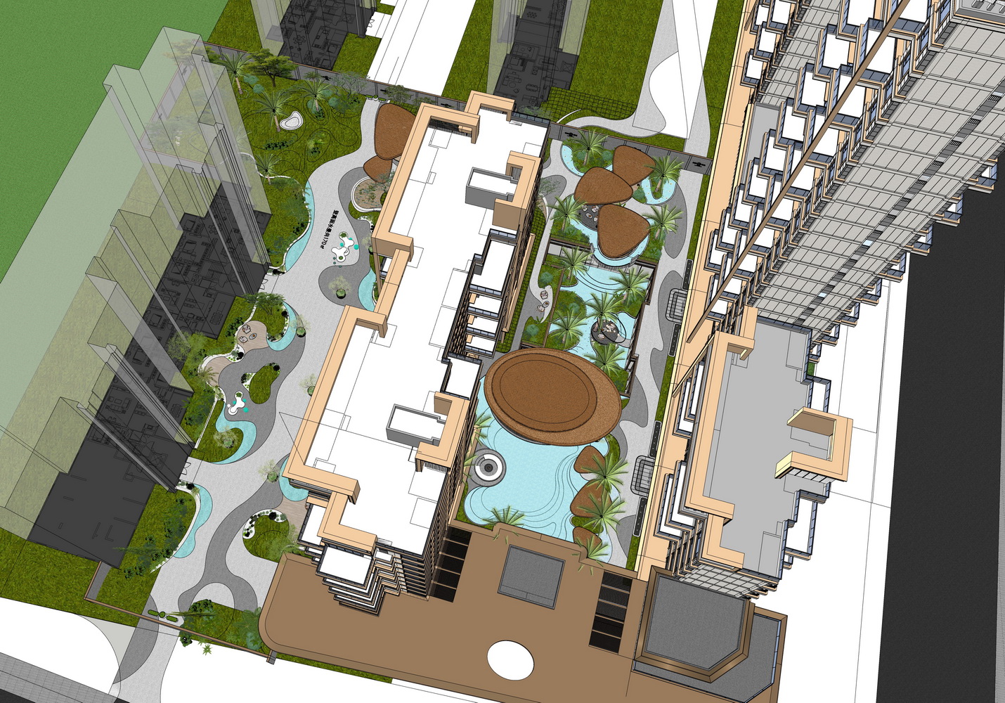 西安越秀铁建高新璞悦示范区后场景观SU模型-7