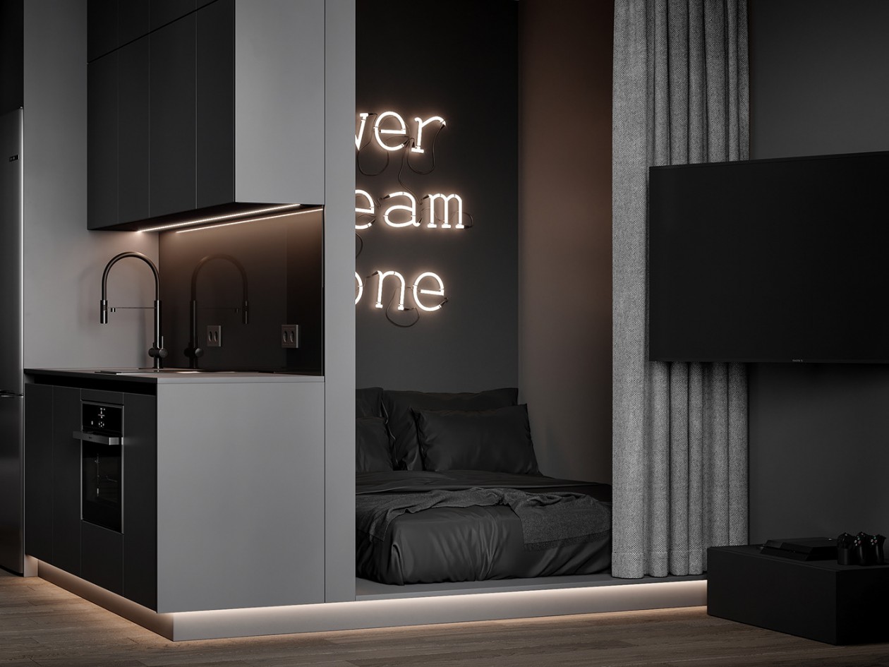 圣彼得堡高级黑色系公寓 质感超细腻-12