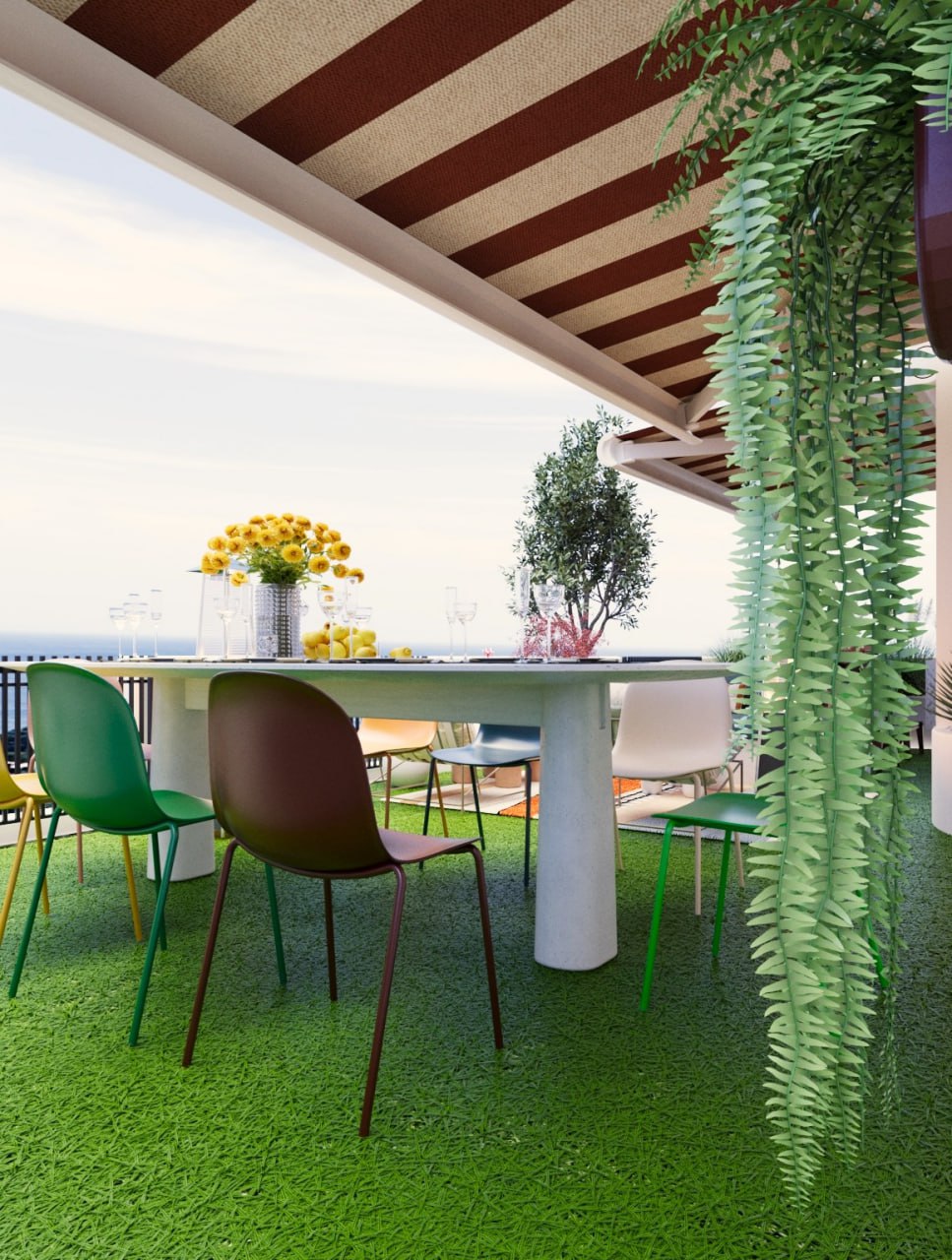 Colourful French Oceanview Terrace Design-9