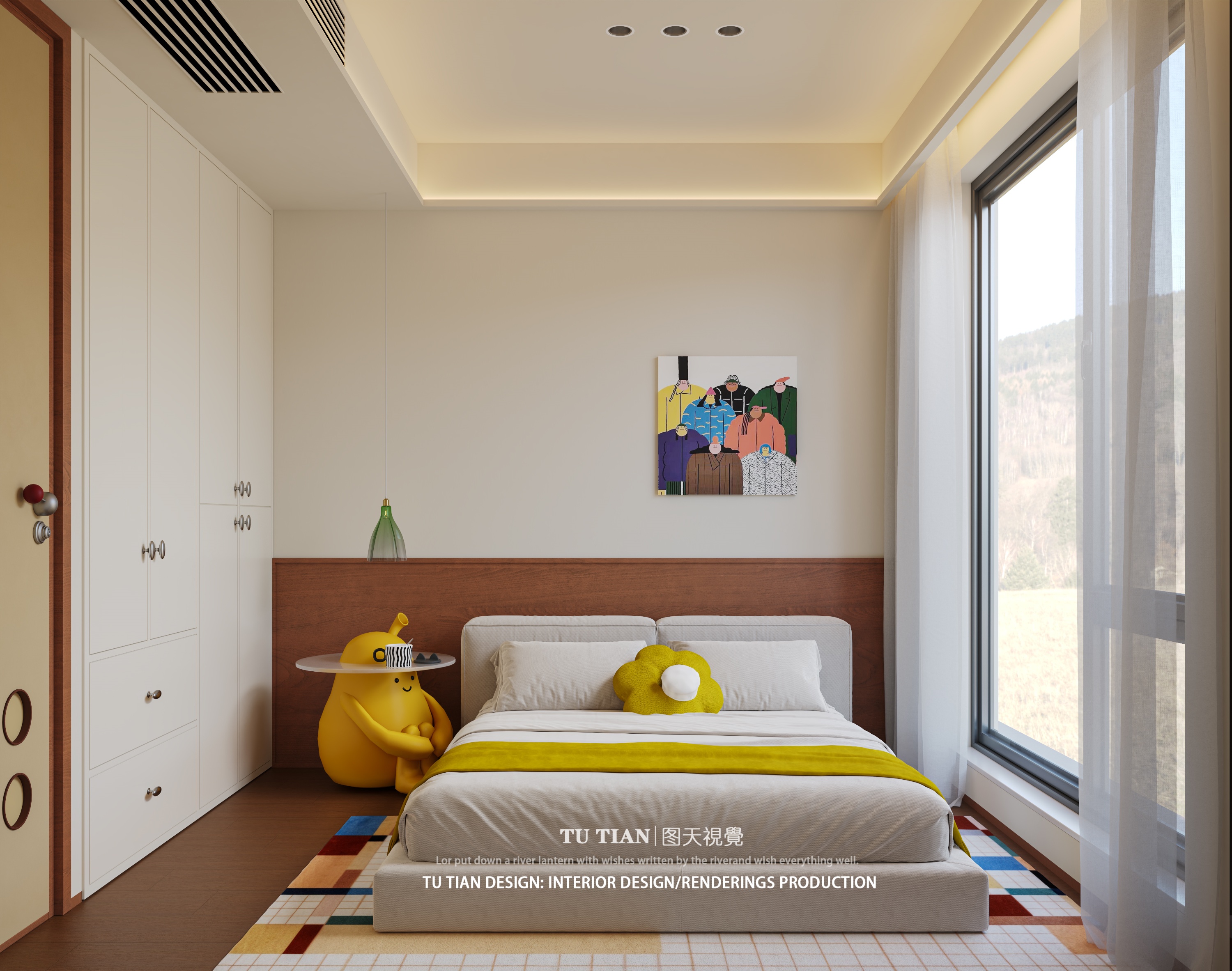 包豪斯复古撞色全屋效果图项目-6