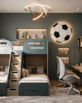 Space-Saving Kids Bedroom | Design for 3 Kids in 10 m²