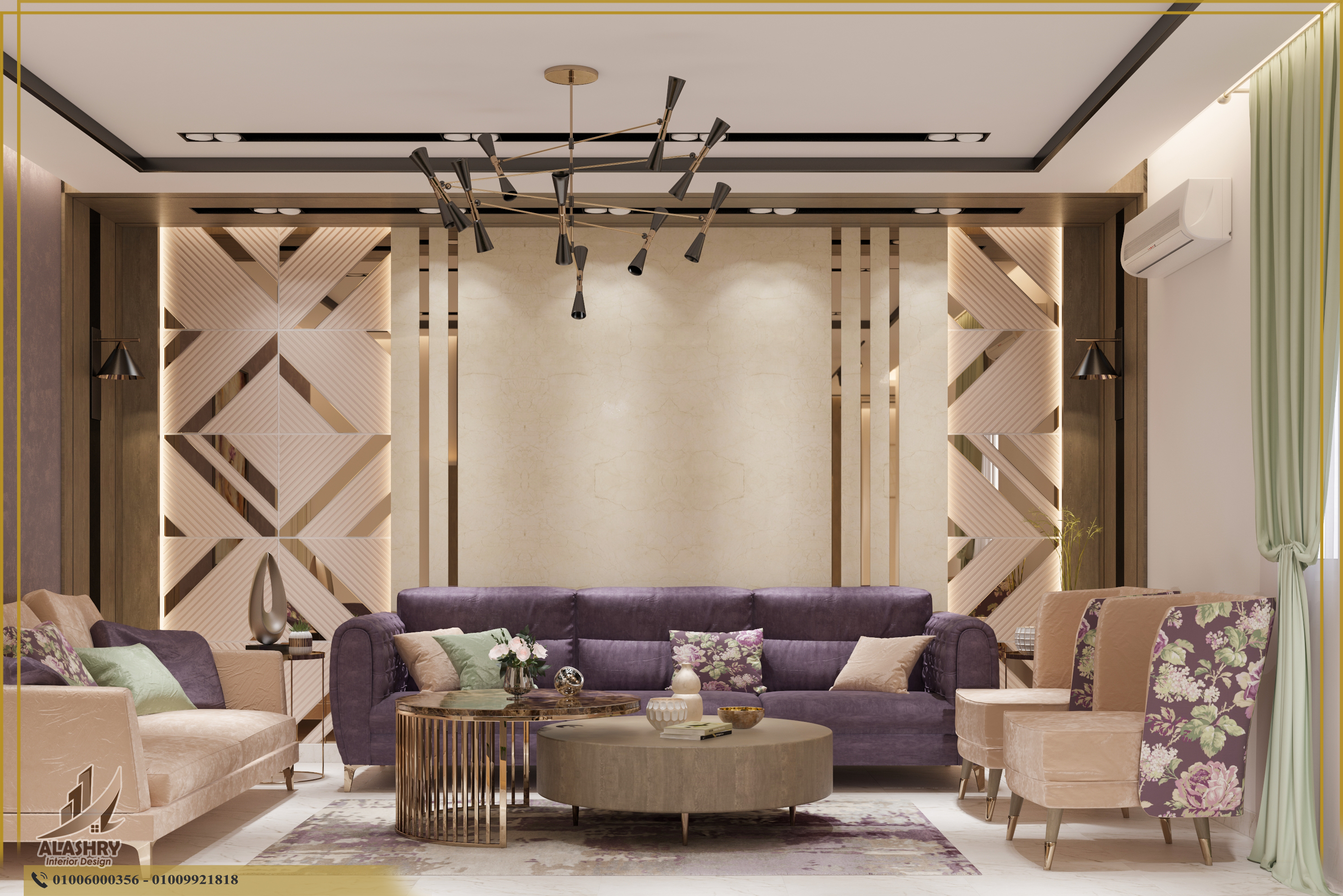 Modern Purple Living Area With Coffee Corner-0