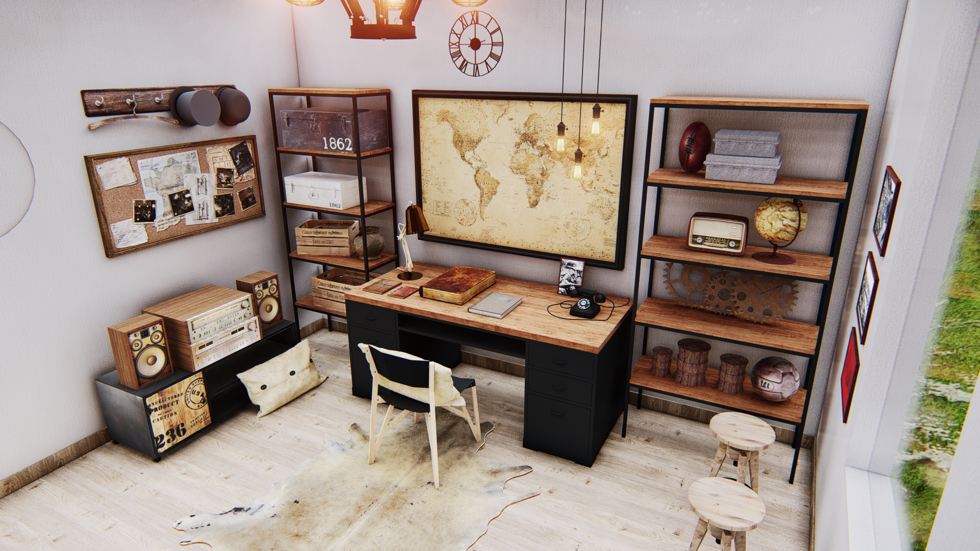 steampunk vintage room-3