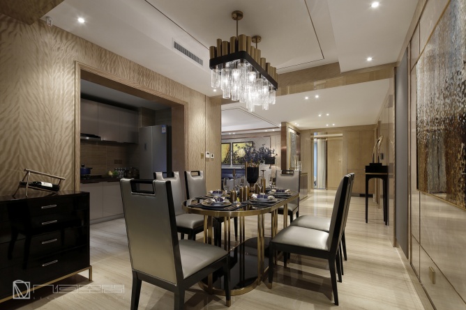 郑州新东润泰和港式样板间︱几何空间设计-18