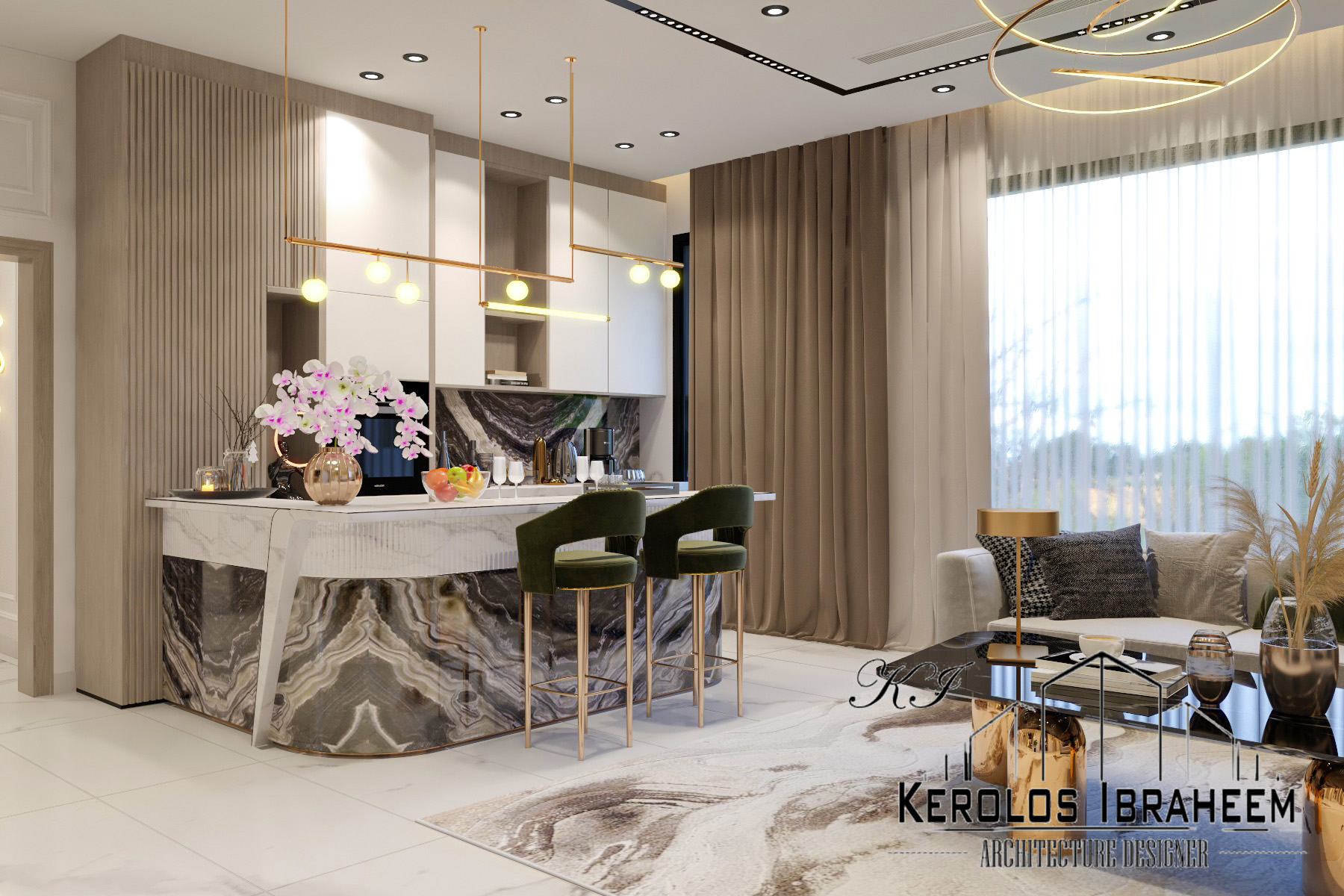 别墅二楼起居区设计丨Kerolos Ibraheem-9