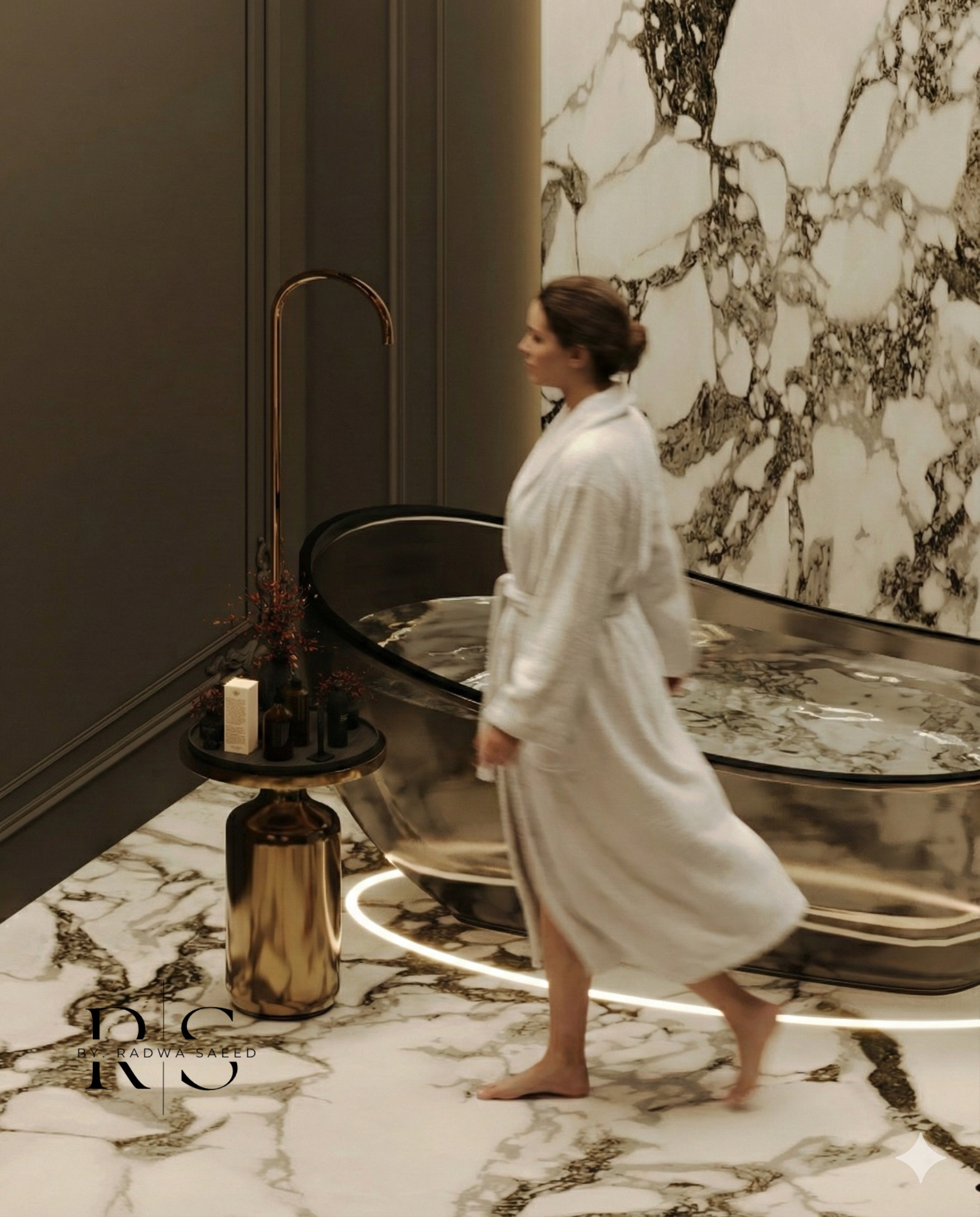 Luxurious bathroom with dramatic backlit marble-3