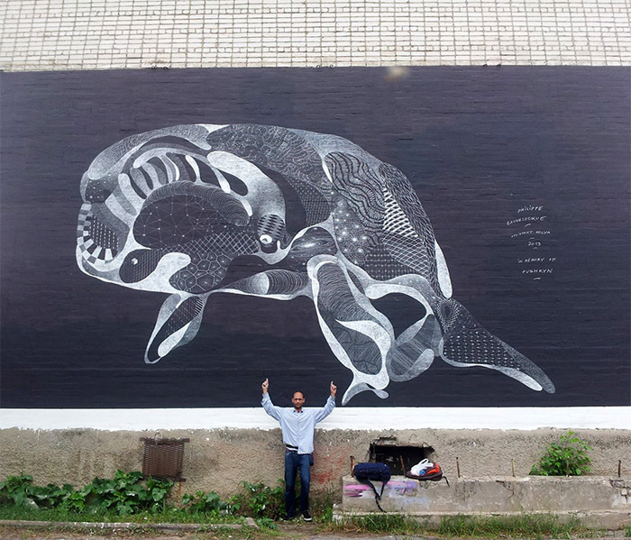 巴黎街头 Philippe Baudelocque 创意涂鸦 | 几何动物的奇幻世界-15