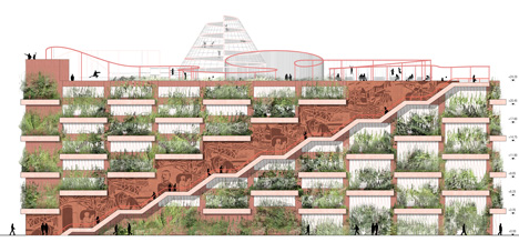 Car park by JAJA Architects features a planted facade and rooftop park-47