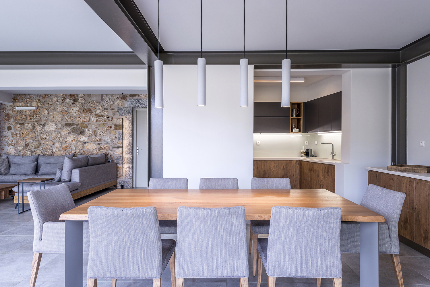 希腊山间住宅的现代钢结构玻璃延伸-37