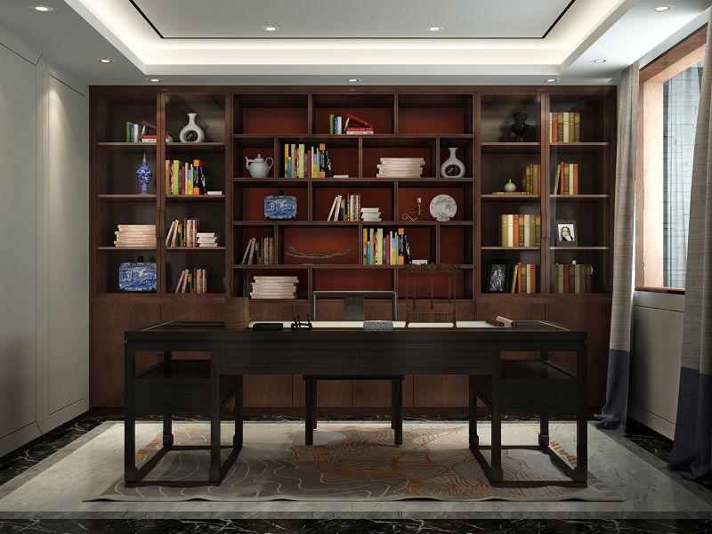 经典案例｜西经楼新中式三居室，书柜就要大-12