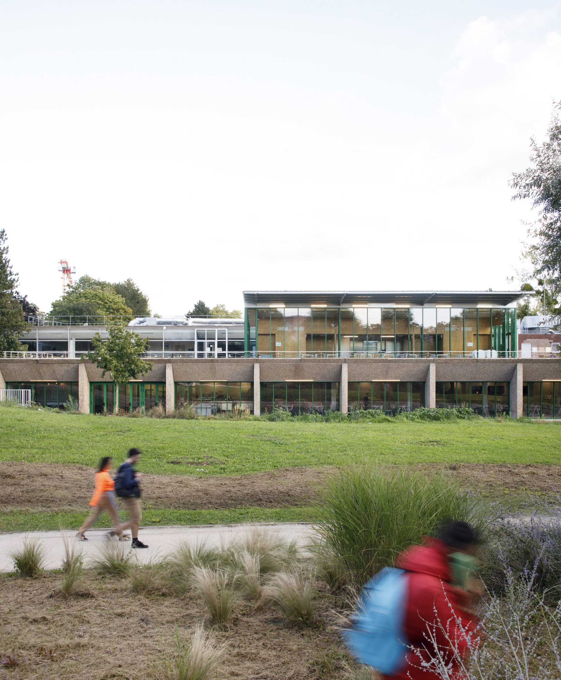 法国大学食堂绿色钢制凉亭设计-3