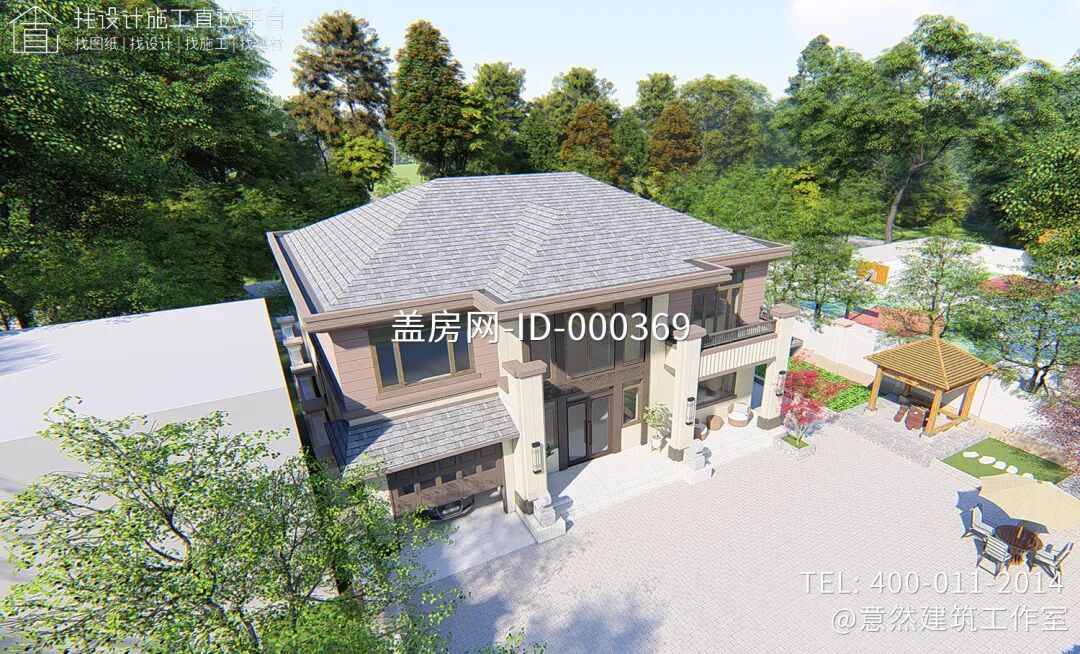 【设计师案例】土建参考造价64万，面宽14.5m×进深13m河北廊坊二层新中式别墅-32