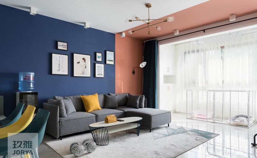 莫兰迪色系撞色设计，打造 107㎡三室一厅的时尚空间-40