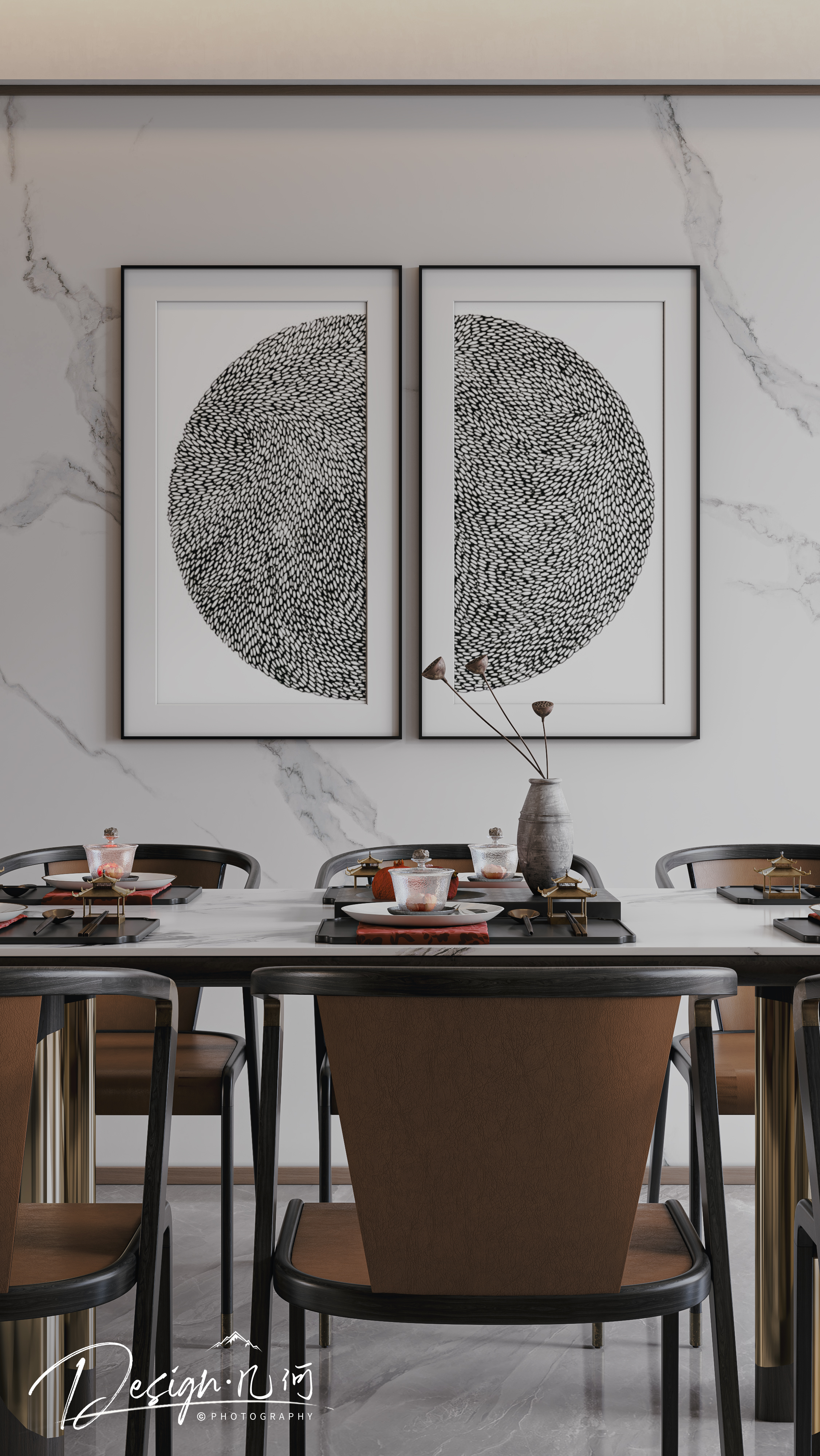 几何空间视觉表现 | 国誉府新中式客餐厅-18