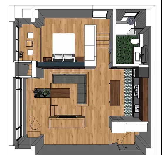 错落有致，60 平米囊括四海的丁克夫妻家居设计-7