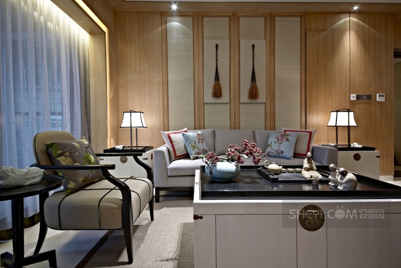 中洲中央公园二期新中式风格样板房设计-3