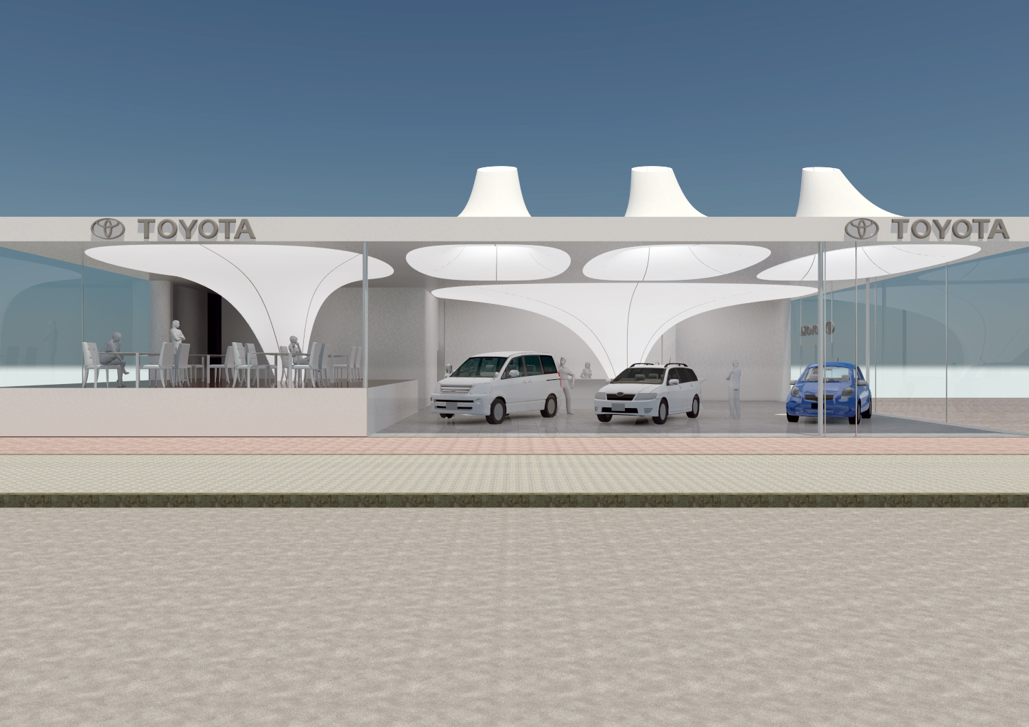 丰田汽车经销商的白色布料天花板设计-15