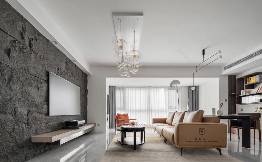 芜湖融悦东方 7 米开间客厅,个性鞋柜与开放式厨房设计-7