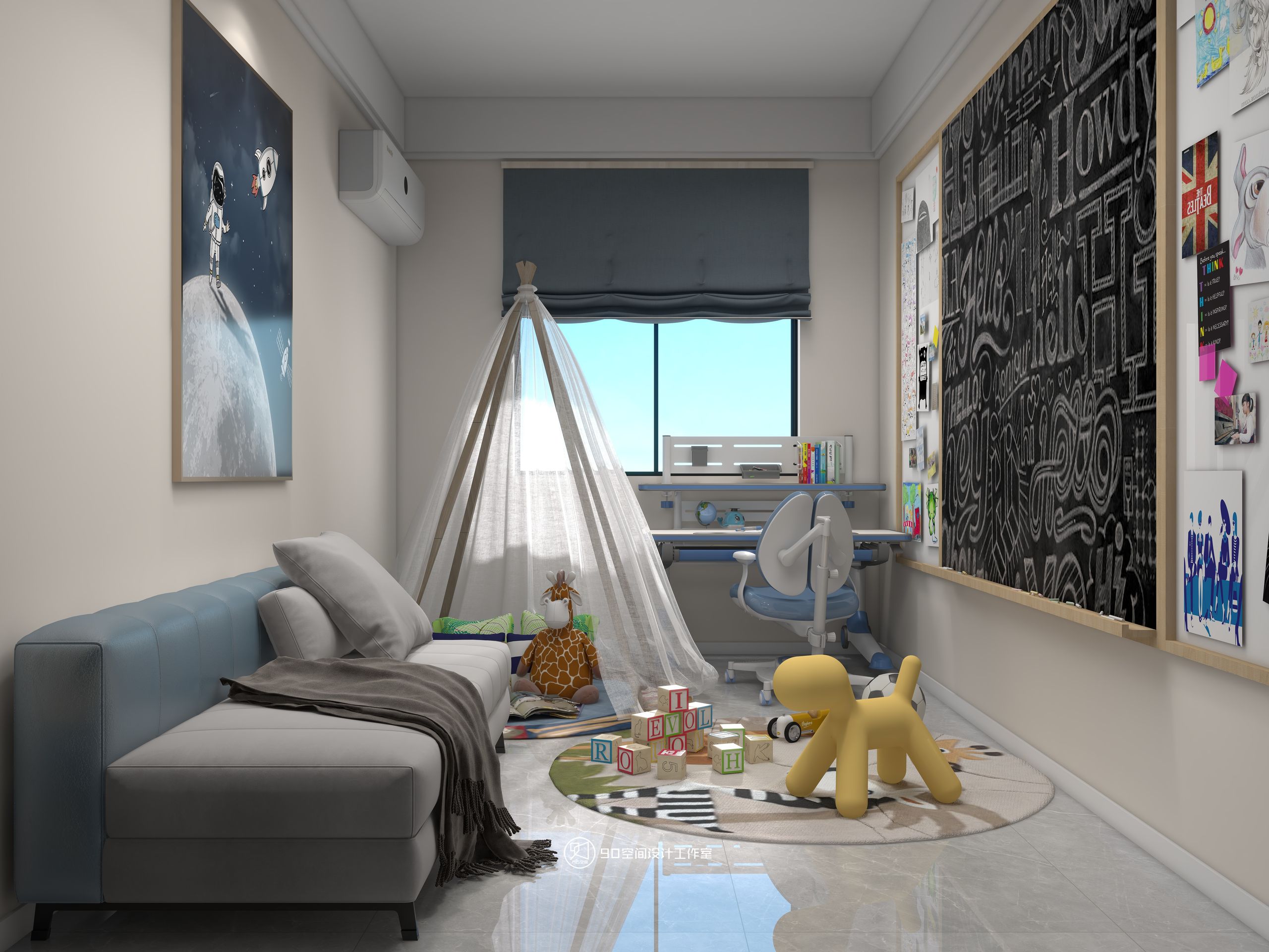 棉花糖奶油风格113 平方 3 室 2 厅 1 卫丨90 空间设计-36