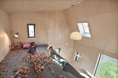 TYIN Tegnestue's lopsided house extension creates extra space upstairs-17