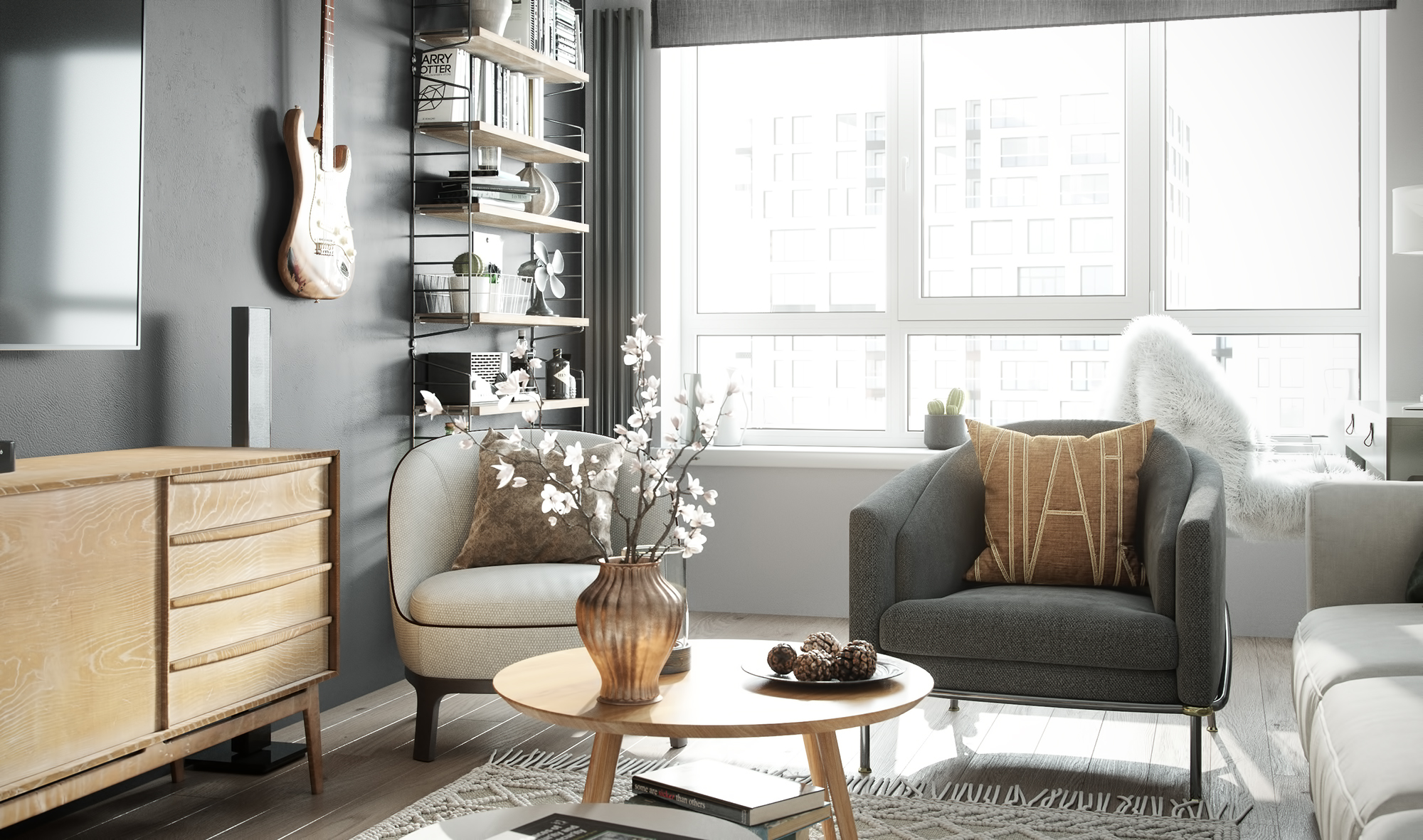 Living room and kitchen of a small apartment-5