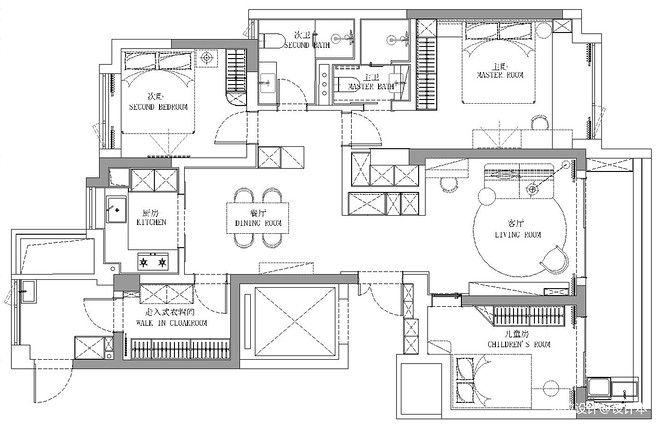 30万元四居及以上135平米装修案例_效果图 - 美设奖*软装（实景)*晚风 - 设计本-12