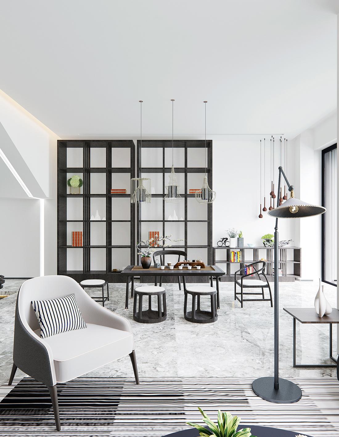 黑白灰搭配的原始自然风格住宅设计-29