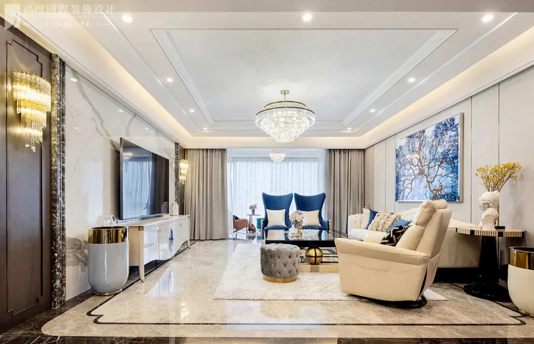 意式新奢华蓝白空间丨高度国际装饰设计集团武汉公司-28