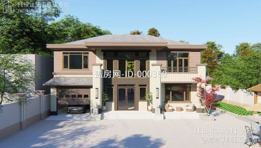 【设计师案例】土建参考造价64万,面宽14.5m×进深13m河北廊坊二层新中式别墅-23