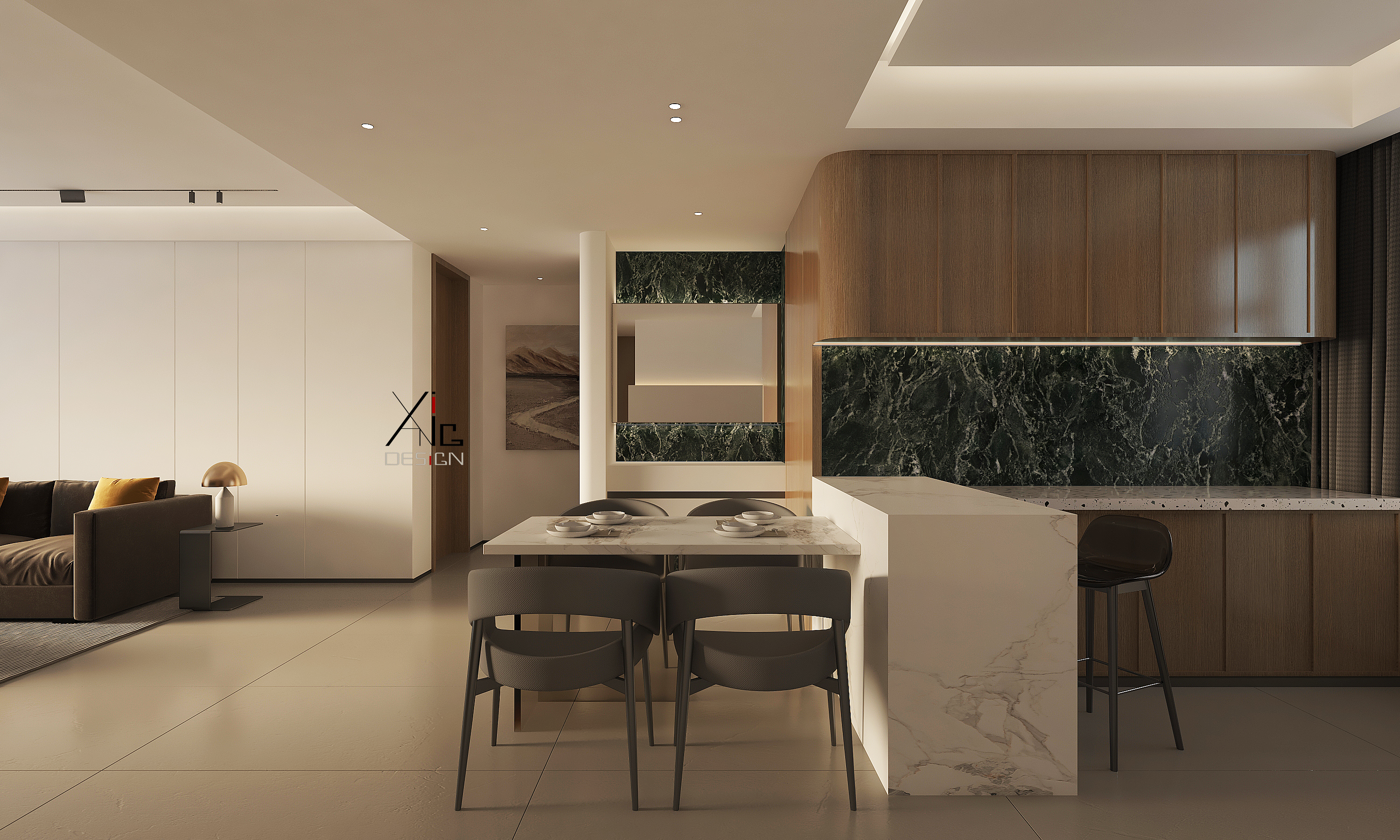 维多利亚五期焦糖色现代简约风格设计丨中国石家庄丨阿召-14