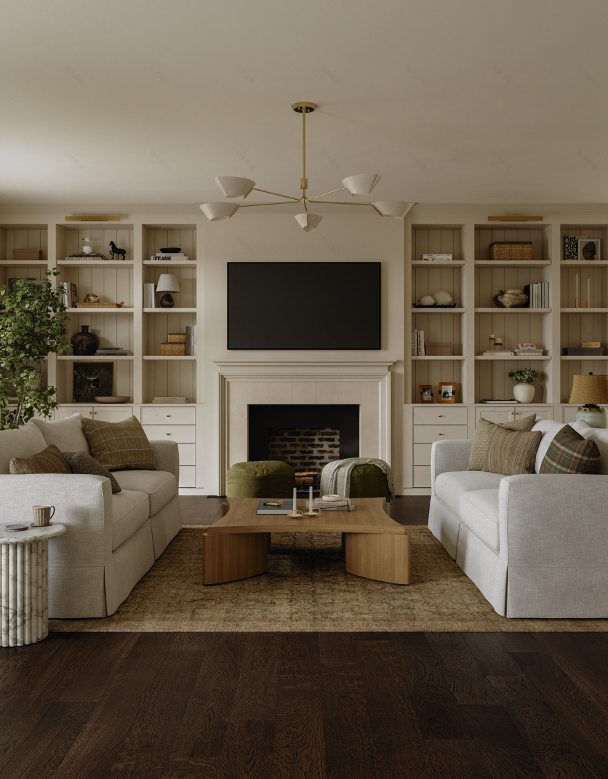 Transitional Living Room Interior Visualization-4