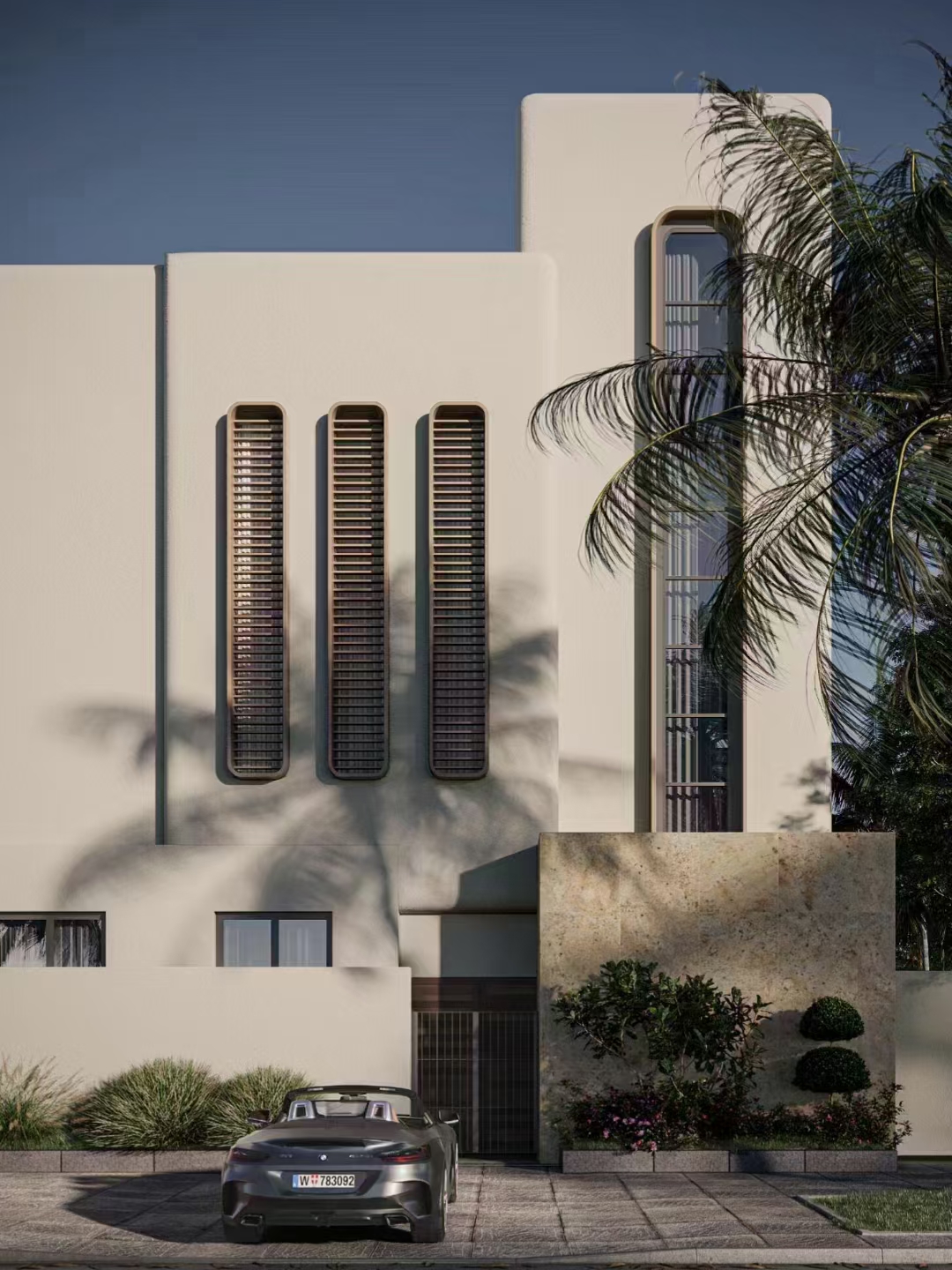 现代别墅建筑，外立面效果图-5