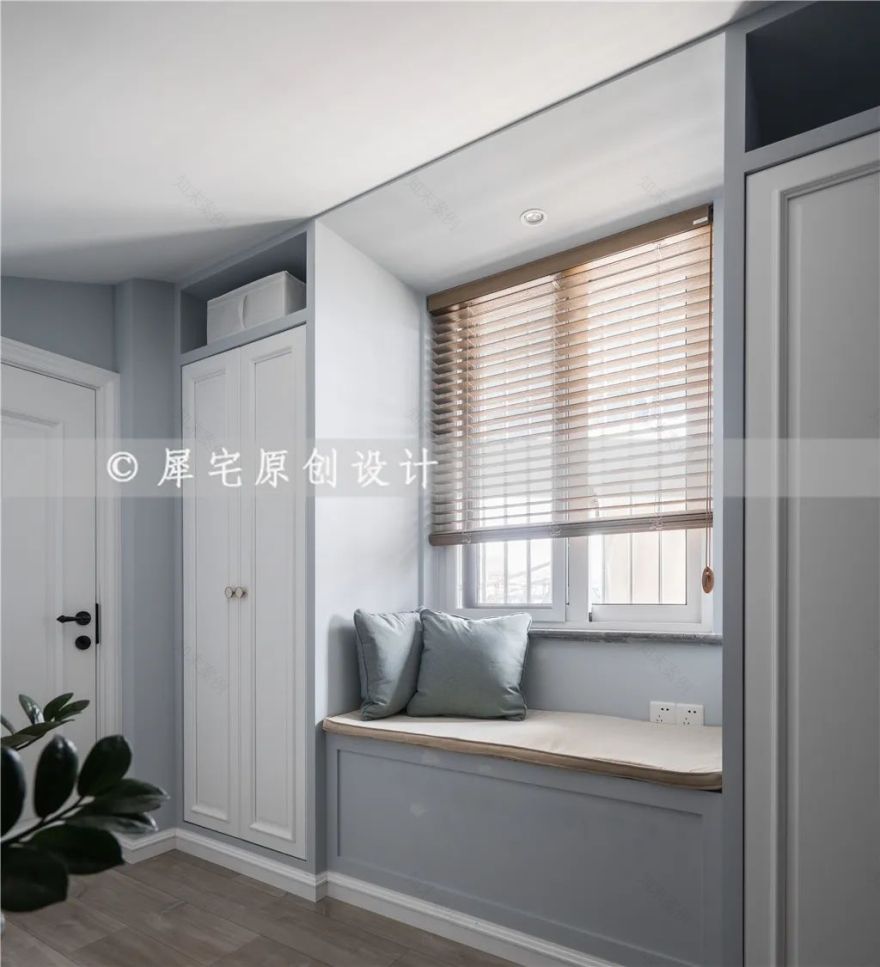 蓝白色调打造温馨美式风,70 平小宅变身多功能空间-67