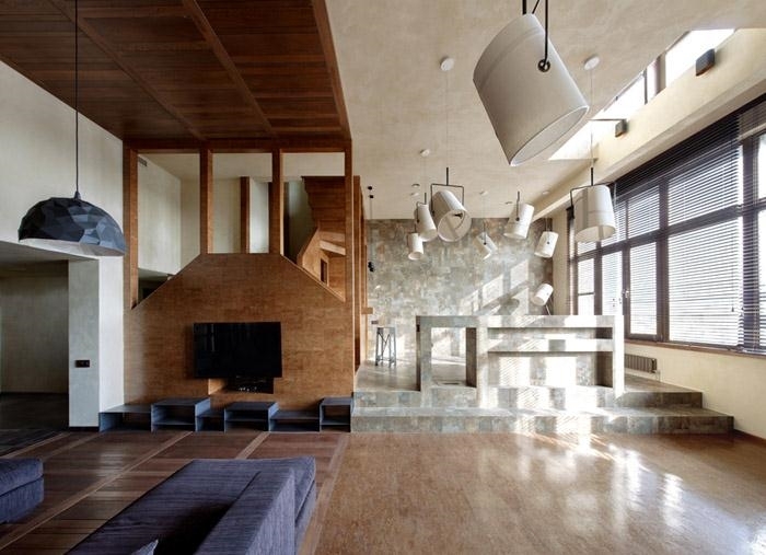 俄罗斯 18 层顶层公寓,多层次空间与自然金属元素的创新结合-32