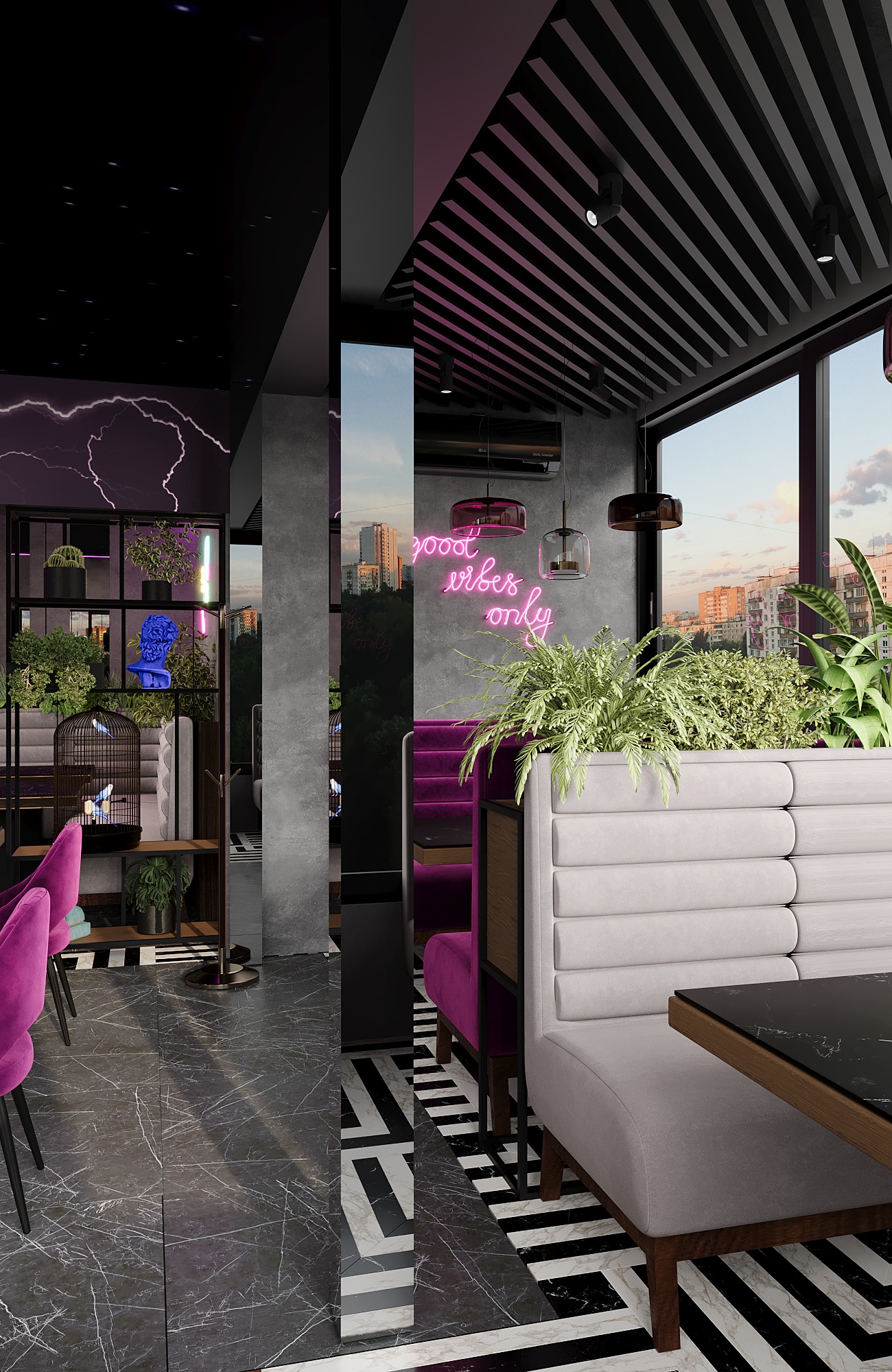 Neon Lounge Café Interior | Commercial Space-4