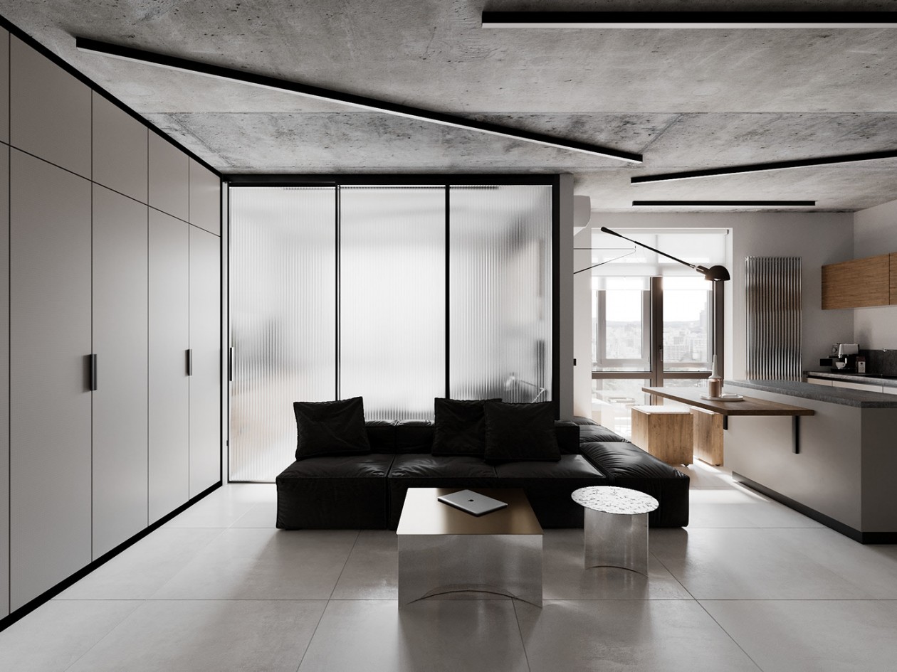 乌克兰 48.8㎡工业风质感公寓-5