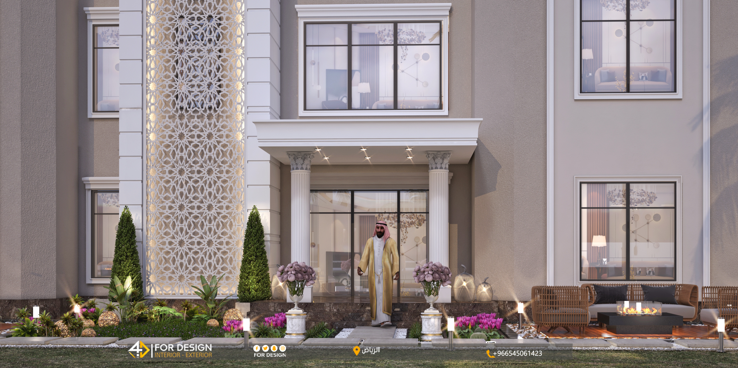 Garden design with swimming pool for a palace in Riyadh-7