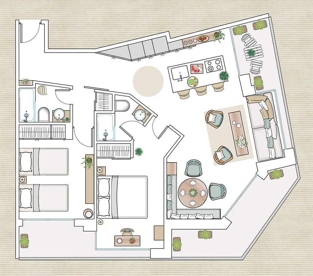 西班牙北部海岸的混凝土美感公寓-12