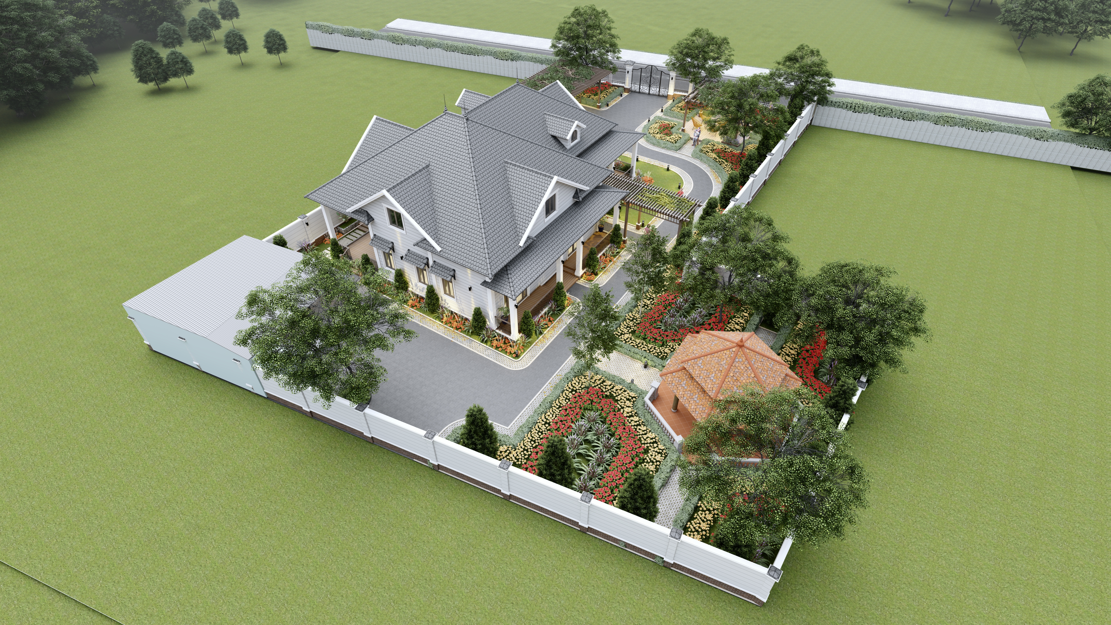 NHÀ VƯỜN NGHỈ DƯỞNG 14X21 - PHONG CÁCH VILLA KIỂU MĨ-17