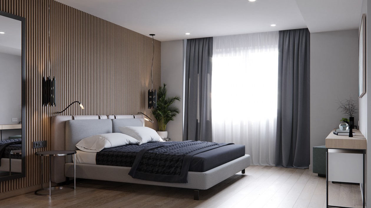 高级灰+原木 经典的自然生态材料和明快的家具相结合-22