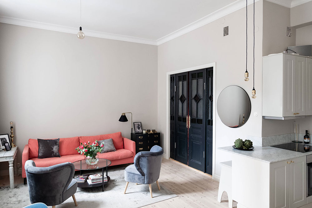 "斯德哥尔摩 42㎡小公寓，超高层高搭配复古风设计"-9