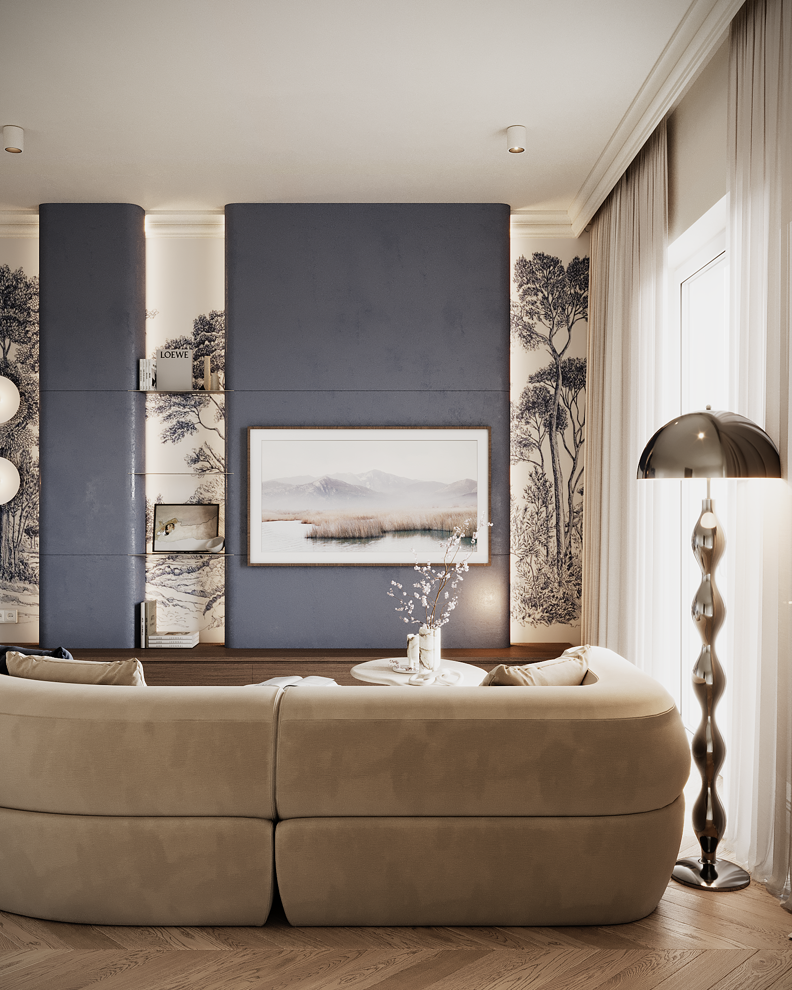 Modern Classic Apartment Interior with Blue Accents-7