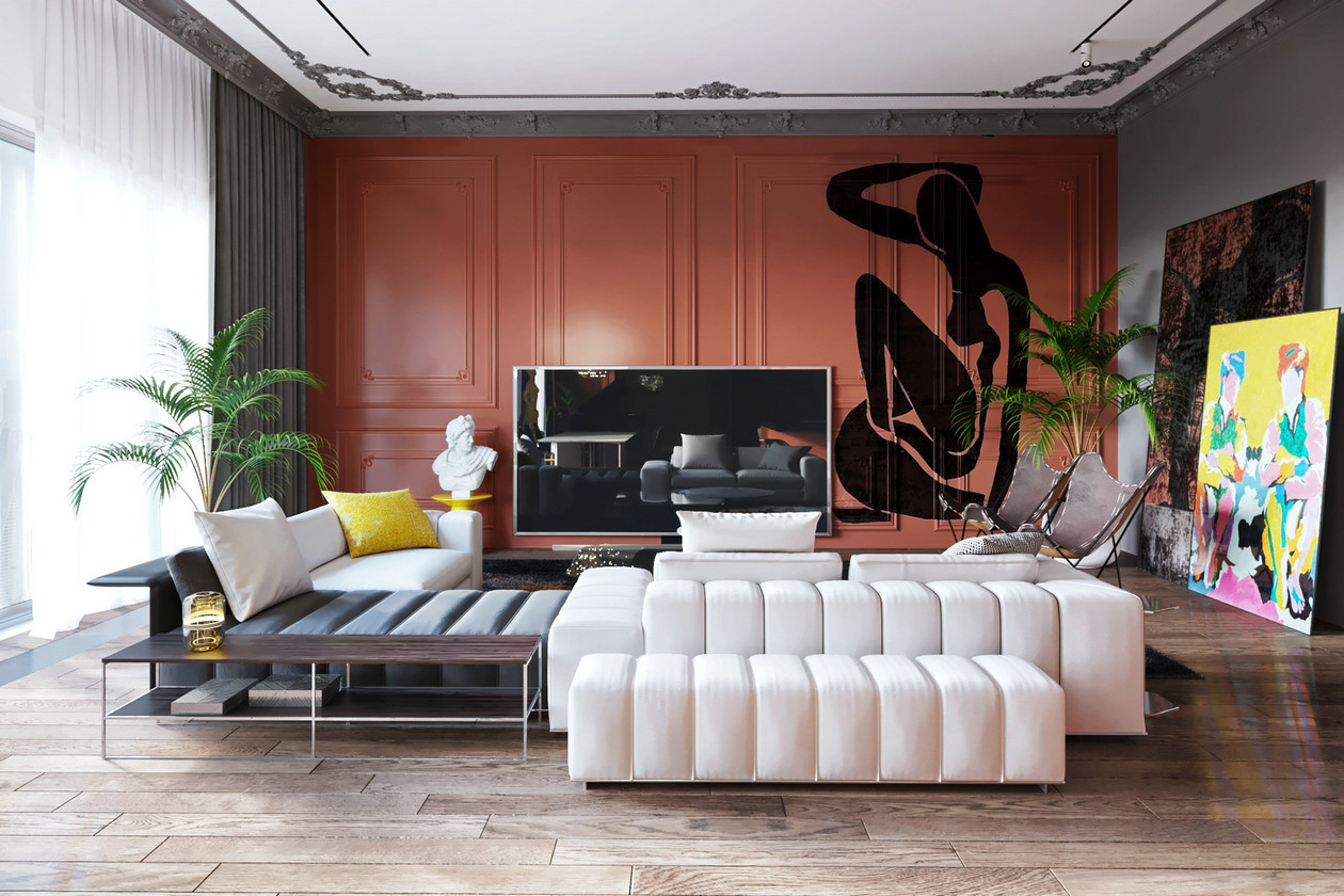 莫斯科高级灰橙色空间设计-3