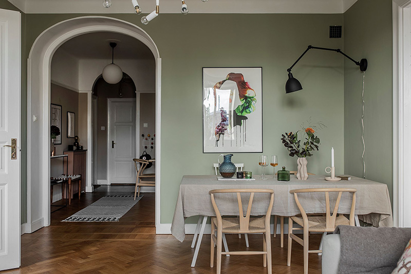 斯德哥尔摩 87 平米公寓 | olive living room and terracotta bedroom-5