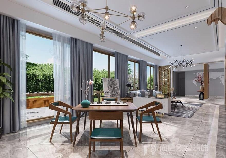 时尚灰调园林庭院,书柜沙发共筑惬意生活-13