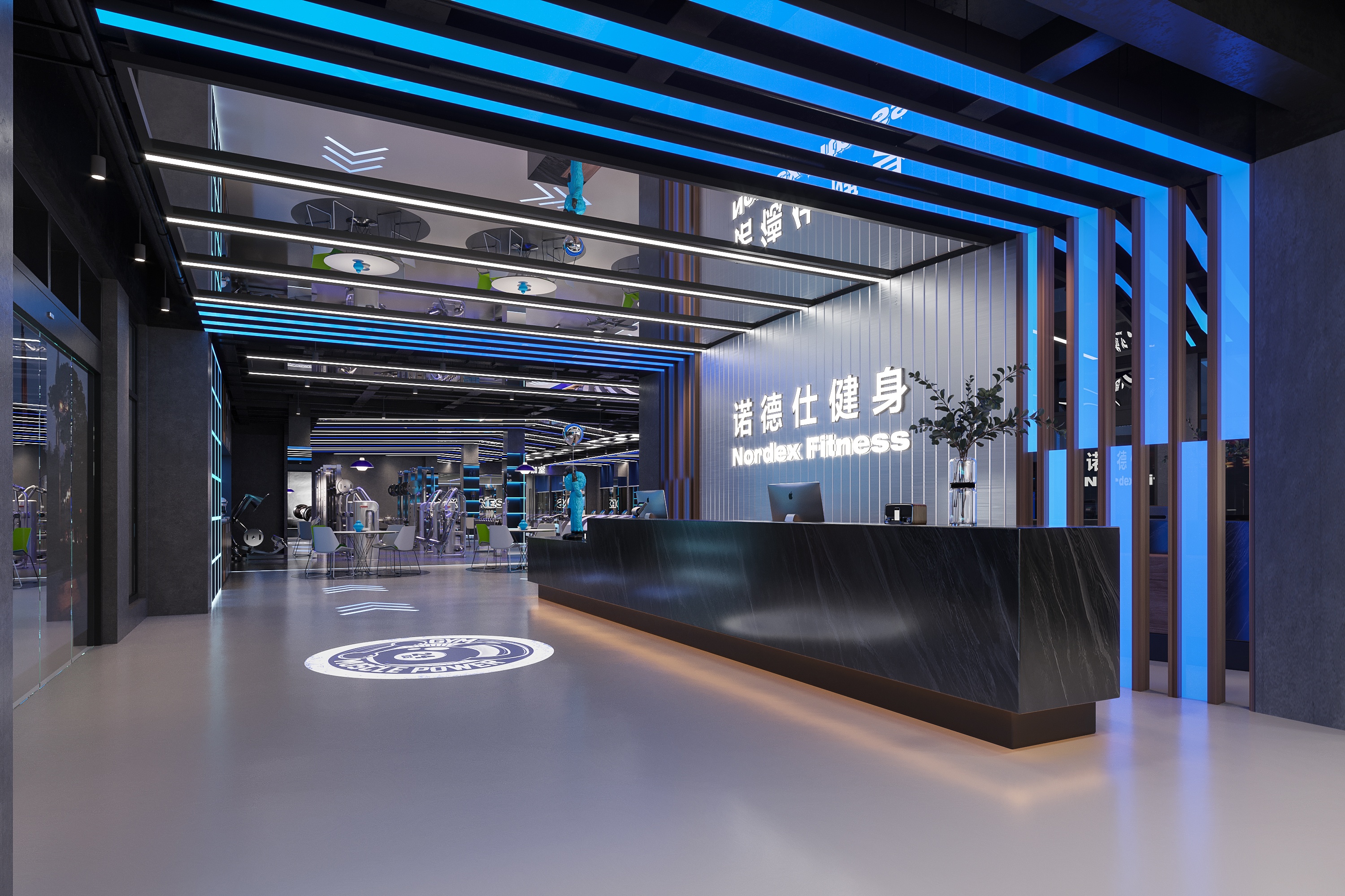 健身房设计 光影交织下的科技健身潮地-0