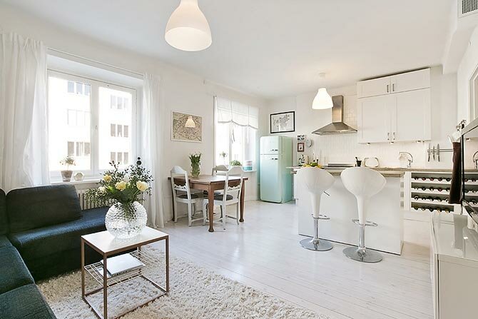 30平米厨房与客厅合并空间设计-29