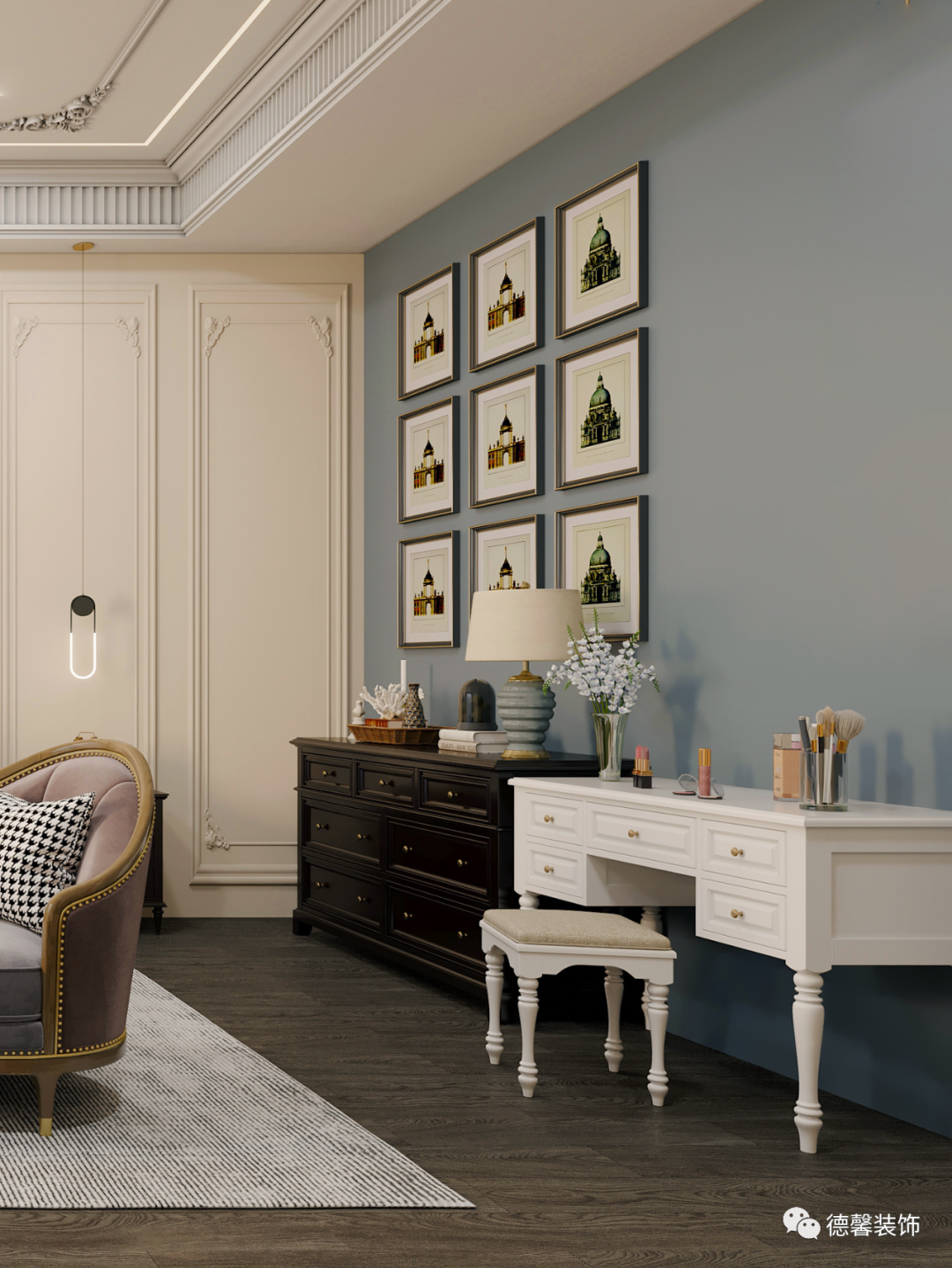 玖珑湖美式浪漫别墅丨德馨装饰-20