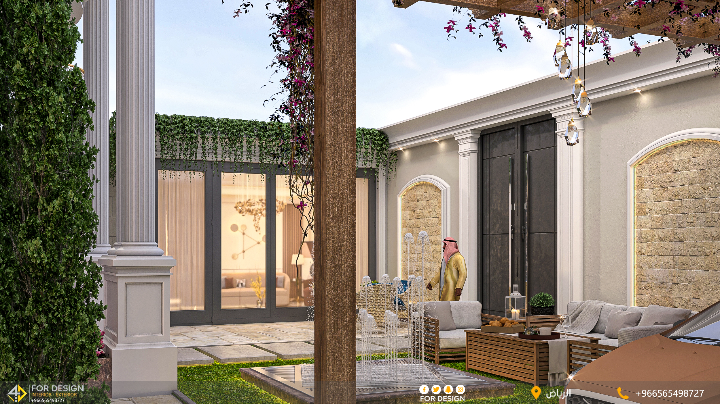 Villa landscape ( front yard design ) ,in KSA-3